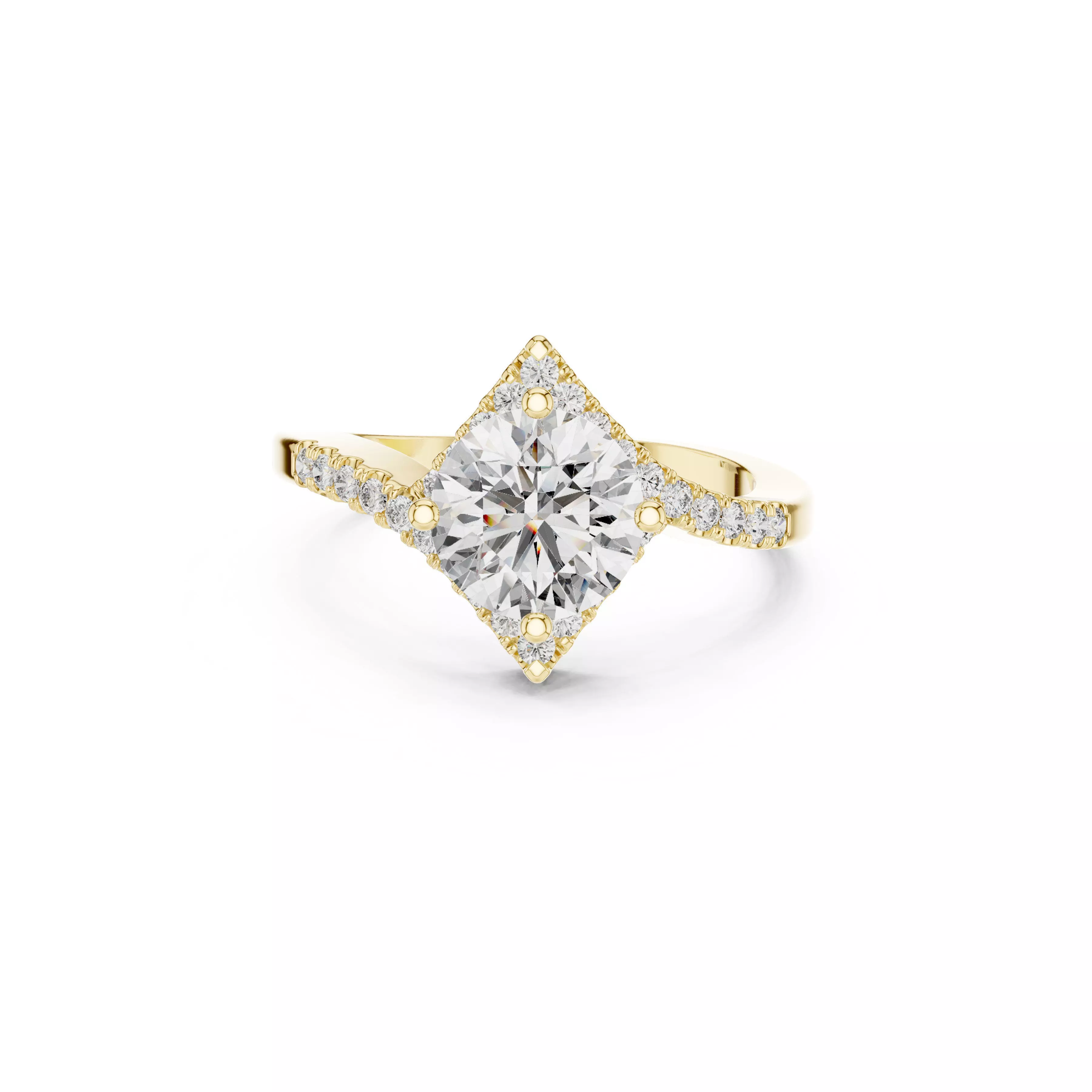 Princess Halo Diamond Engagement Ring Split Shank Elegant CAD 3D print model