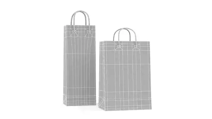 Paper Shopping Bags 3D model 7