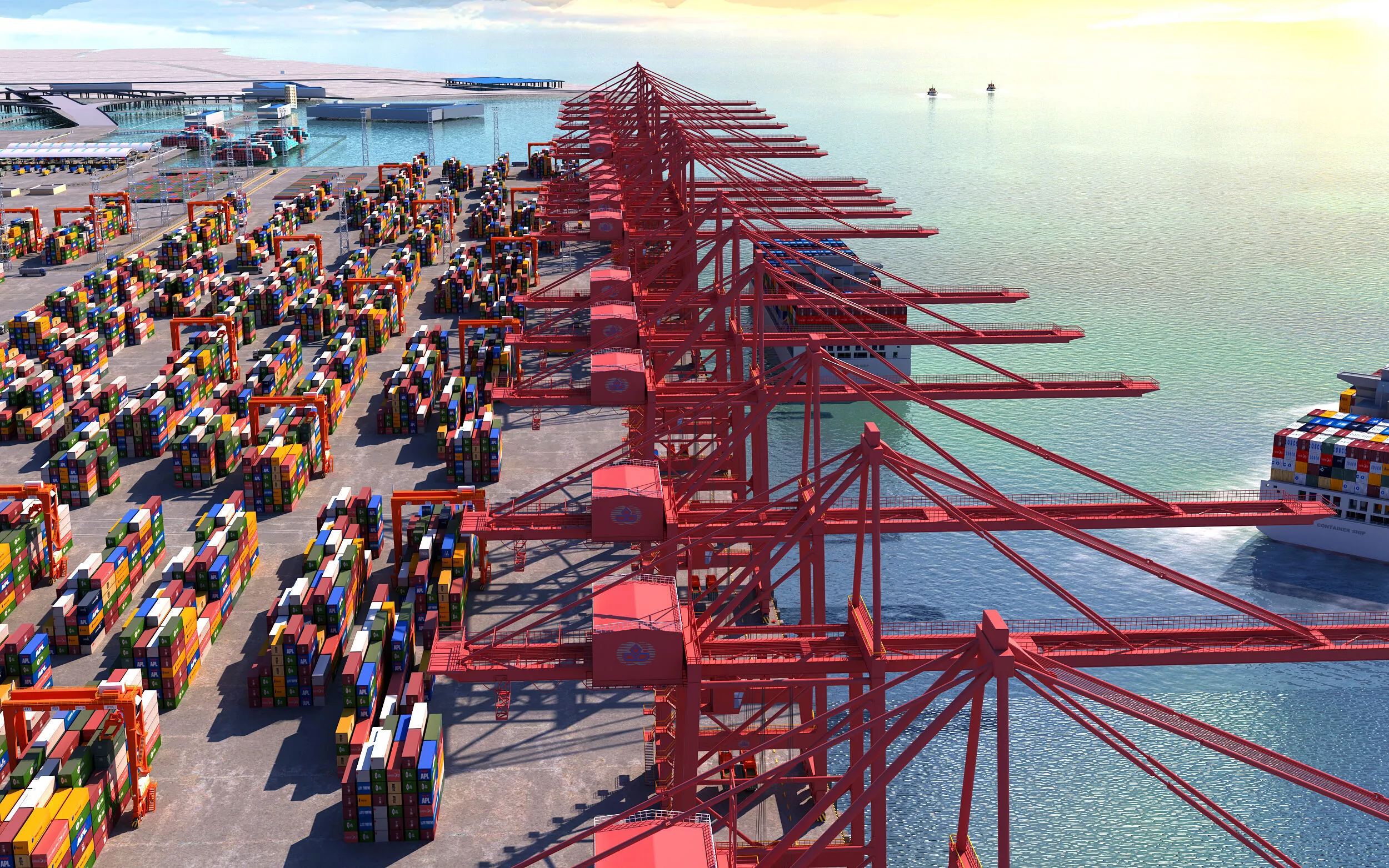 Industrial Port Harbor - Container Terminal 3D model