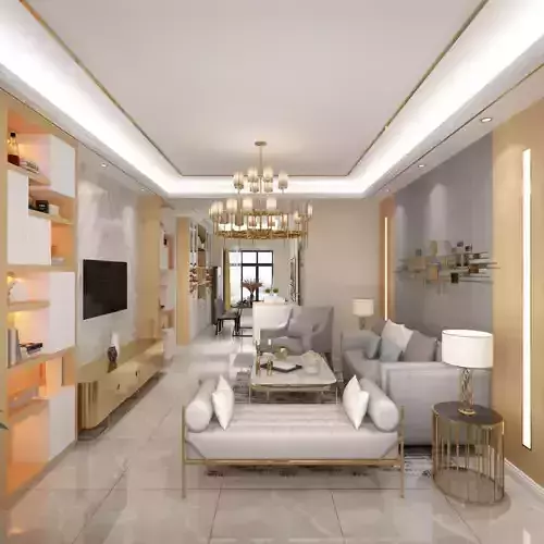 Living Room 5500x4000 mm and Dining Room 3500x2600 mm 3D model