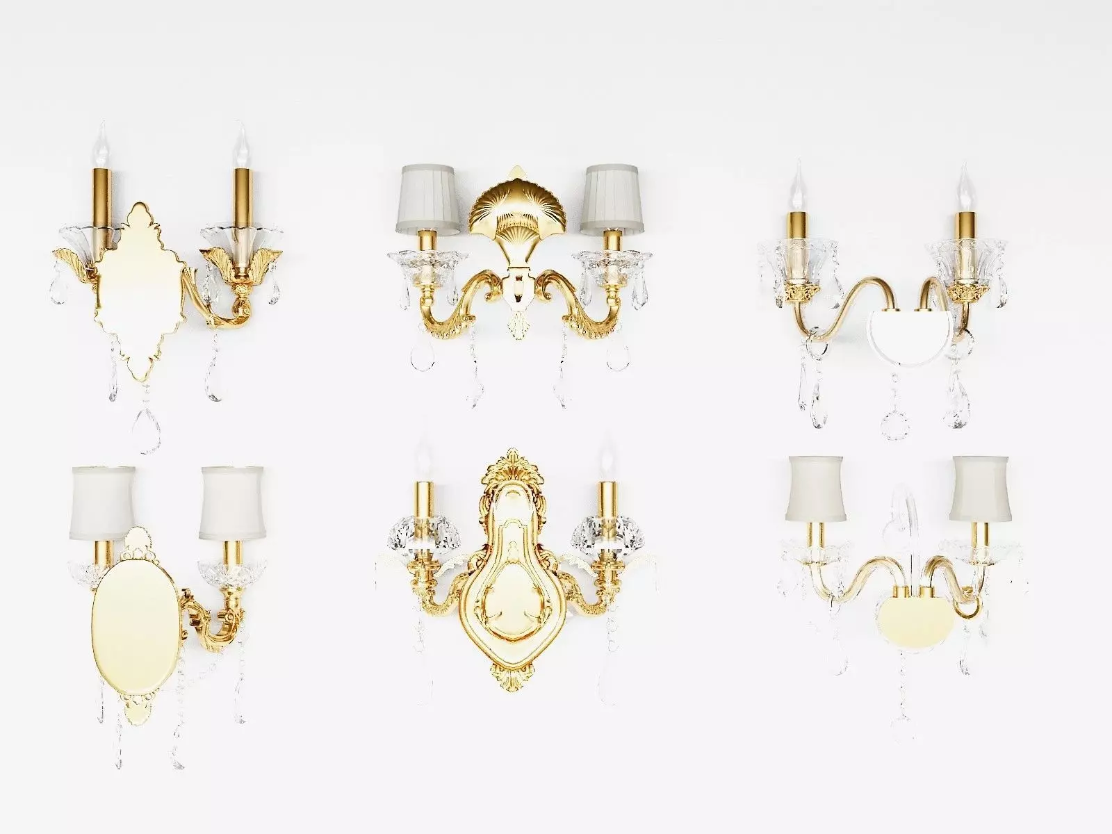 Gilded Wall Lamp Collection in Royal Style 3D model