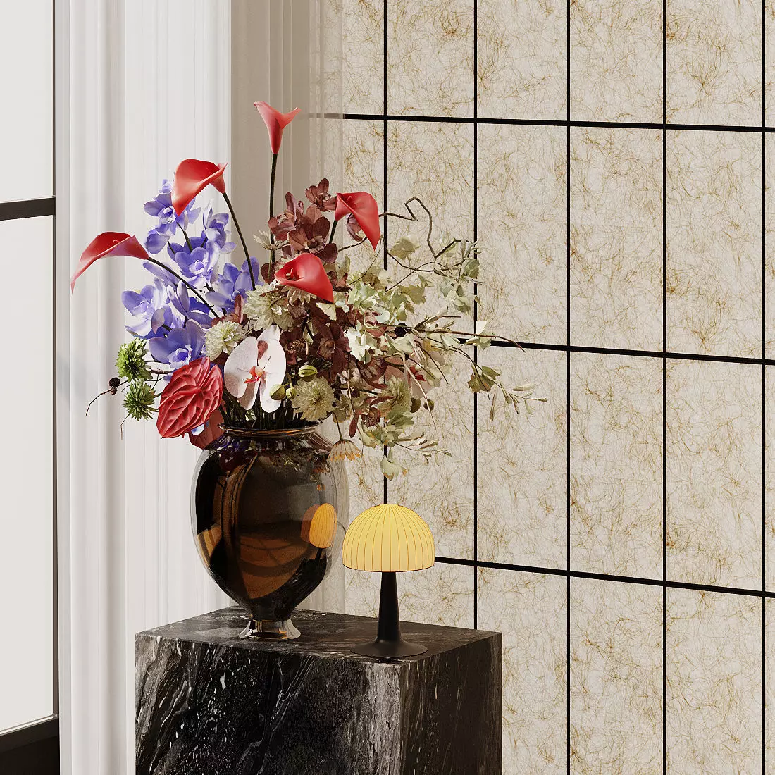 Floral arrangement in vase 3D model