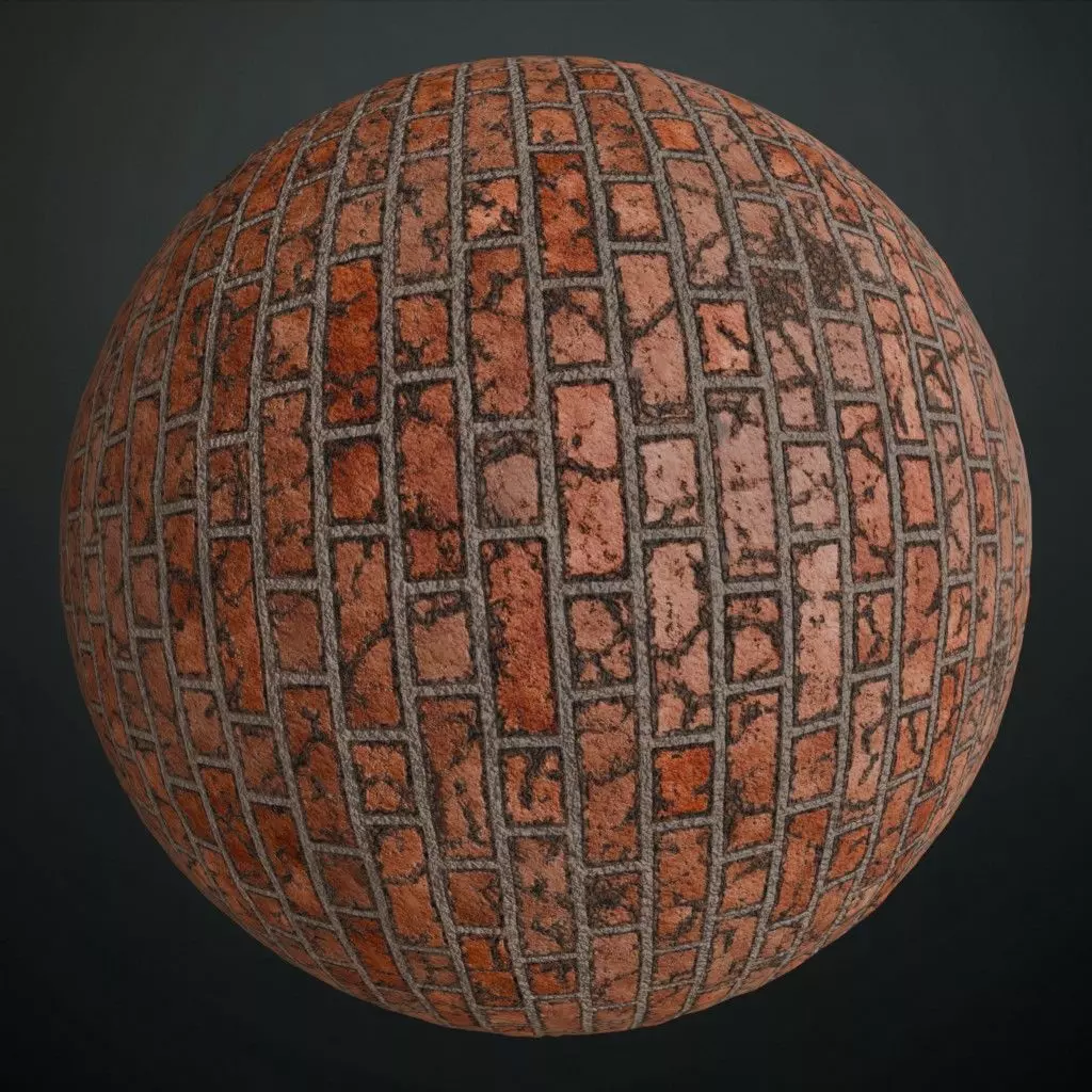 Realistic Cracks Brick Wall PBR Seamless Texture