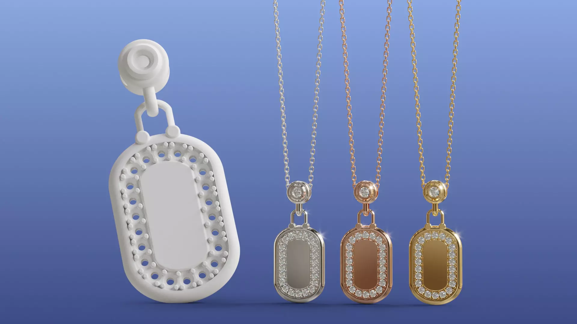 Oval Halo Pave Diamond Pendant Necklace 3D CAD Jewelry Design 3D print model