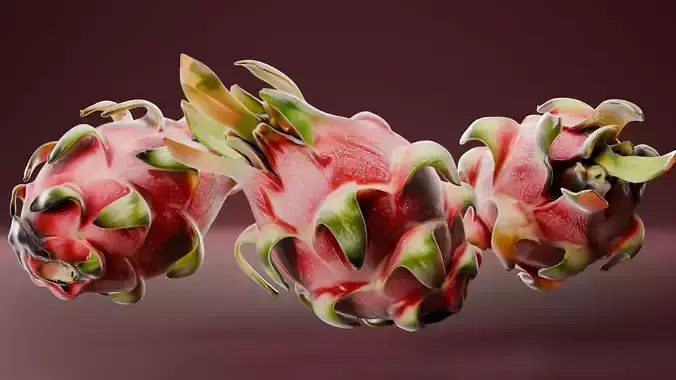 Realistic Dragon Fruit 3D Model Pitaya PBR 4K Blender FBX GLTF 3D model 4