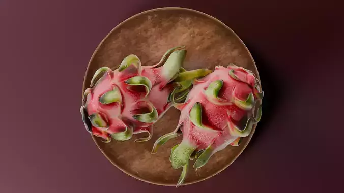 Realistic Dragon Fruit 3D Model Pitaya PBR 4K Blender FBX GLTF 3D model 7