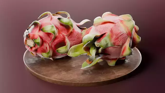 Realistic Dragon Fruit 3D Model Pitaya PBR 4K Blender FBX GLTF 3D model 5
