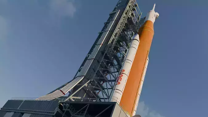 SLS Rocket Launch Pad Mount Tower Artemis High Detail