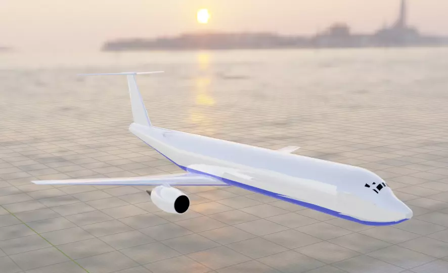 7N7-300 Style Twin-Engine T-Tail Jet - Custom Plane Low-poly 3D model