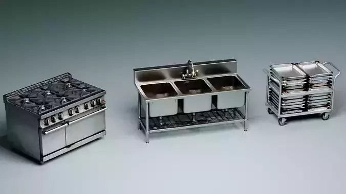 Horror Kitchen Props - High Poly Low-poly 3D model 5
