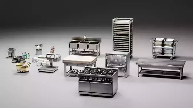 Horror Kitchen Props - High Poly Low-poly 3D model 2