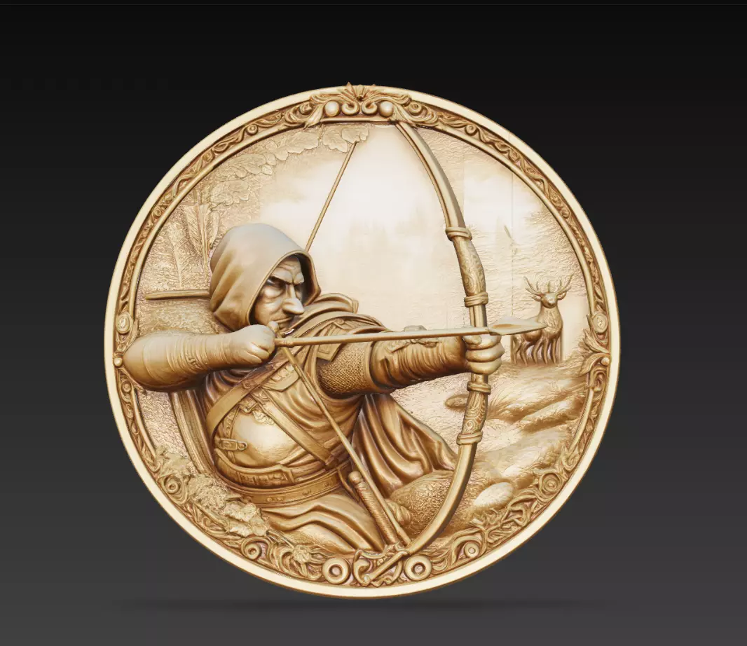 Archer Hunting Scene Round Relief 3D Model STL 3D print model