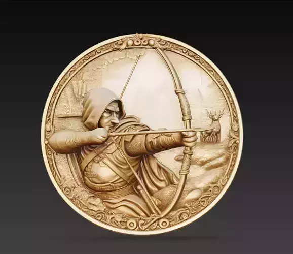 Archer Hunting Scene Round Relief 3D Model STL