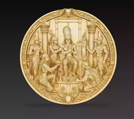 Ancient Egyptian Ritual Round Relief 3D Model STL
