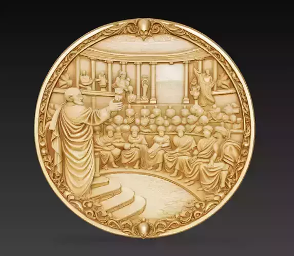 Roman Senate Council Relief Coin 3D Model STL