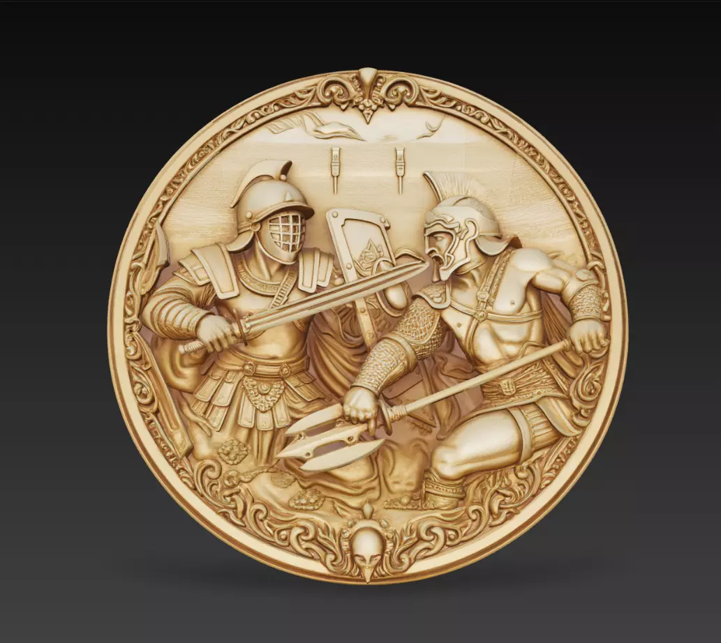 Gladiator Arena Battle Relief Coin 3D Model STL 3D print model
