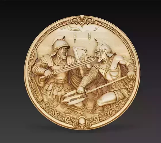 Gladiator Arena Battle Relief Coin 3D Model STL