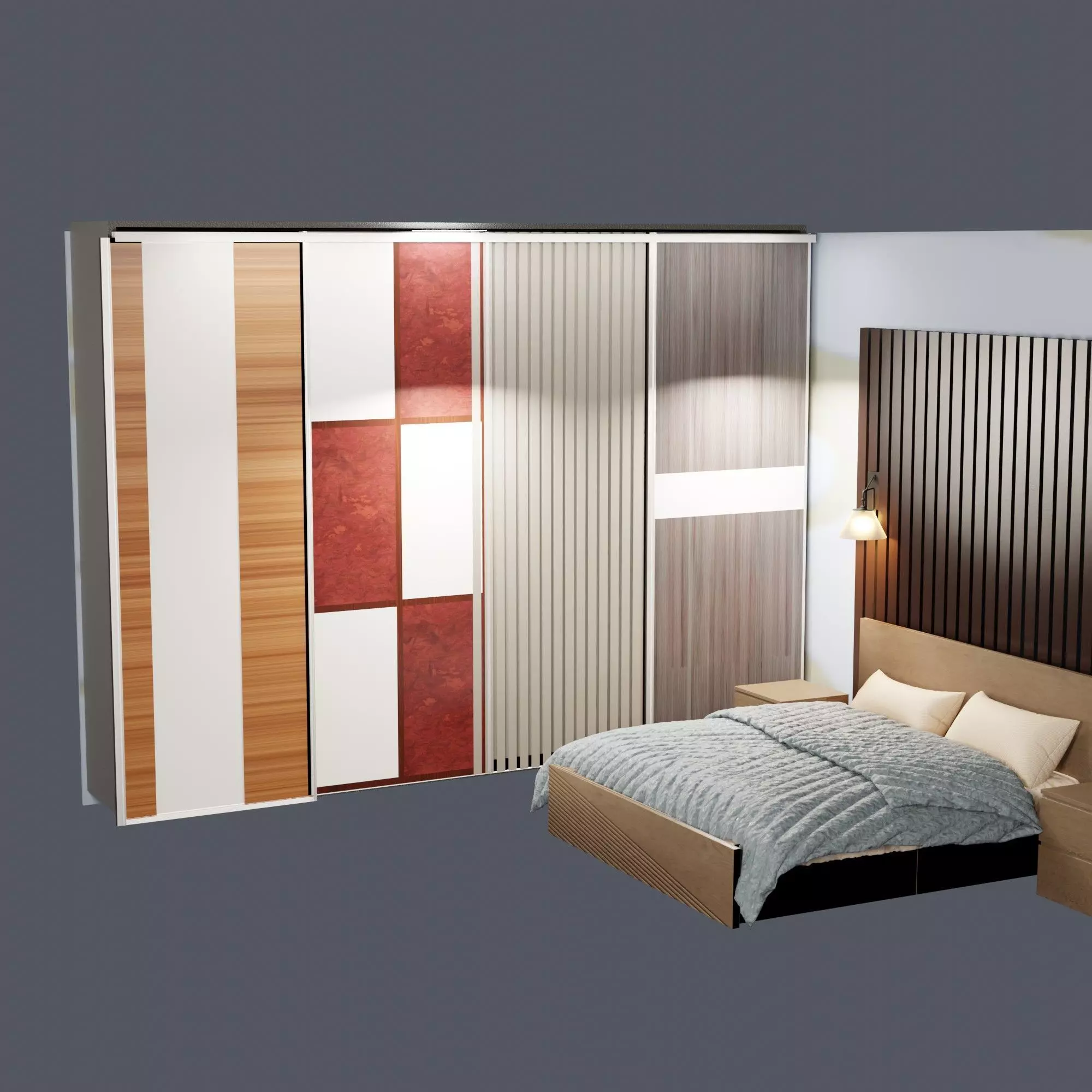 Sliding Door Wooden 6 Kit 3D model