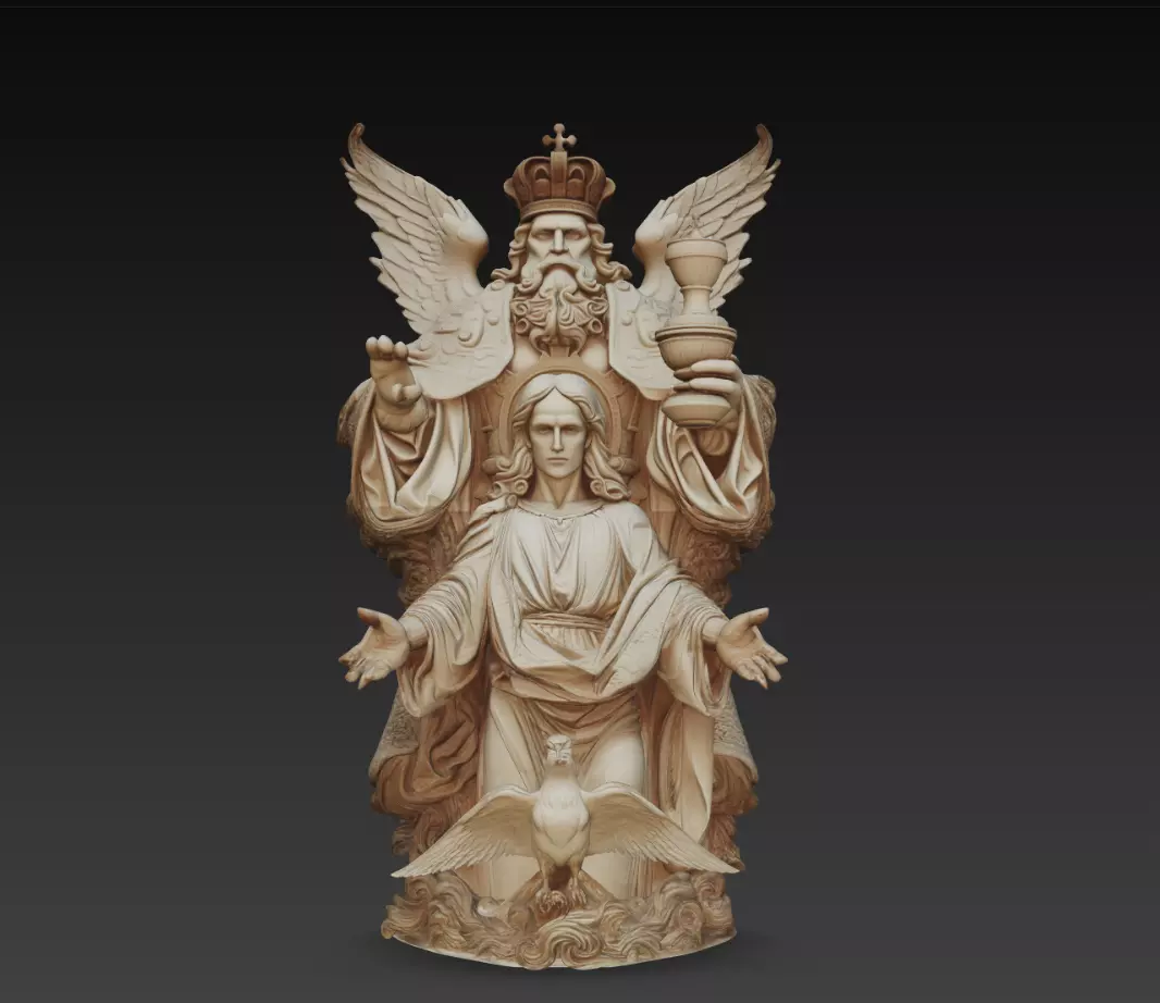 Holy Trinity Sculpture Father Son Holy Spirit Religious Statue 3D print model