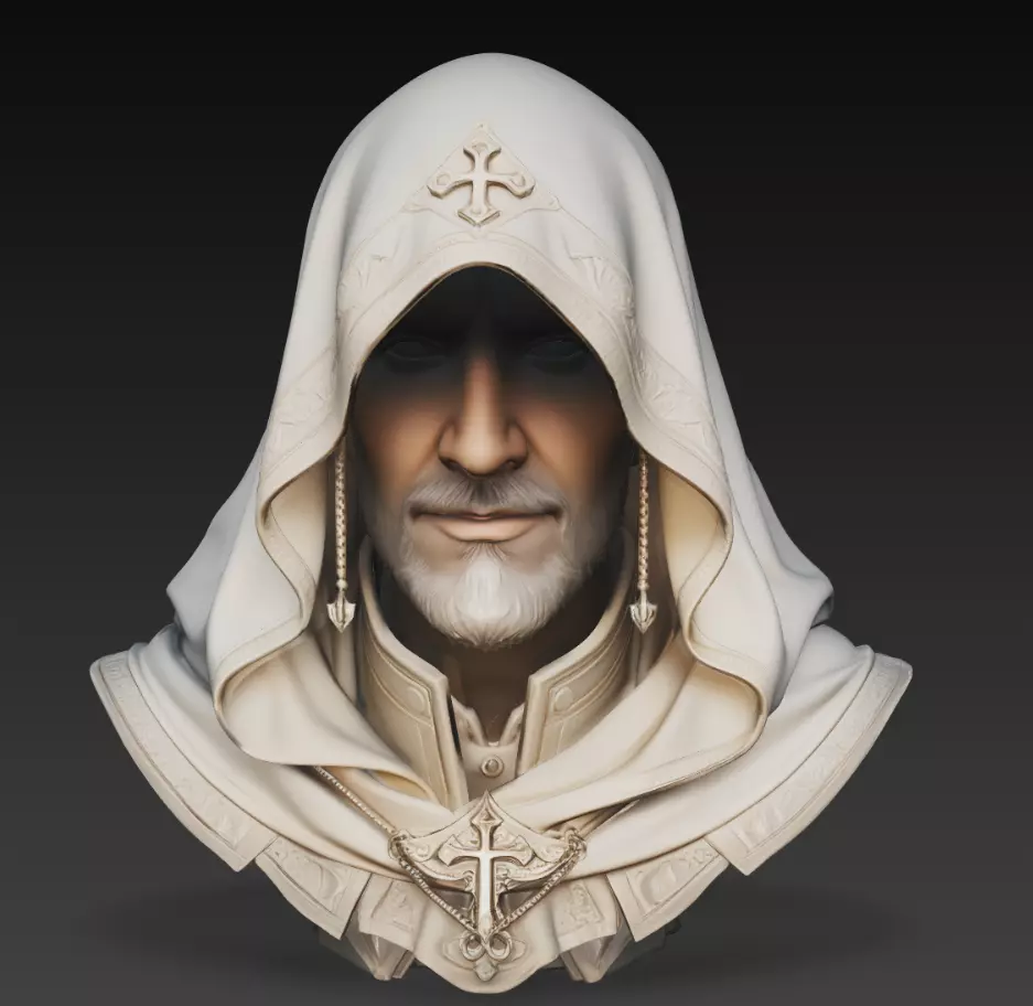 Hooded Priest Bust Religious Cleric Head 3D Model 3D print model