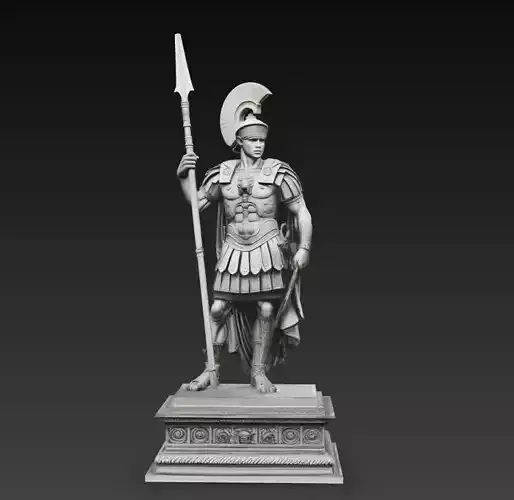 Roman Legionary Soldier Statue Spear Warrior 3D Model