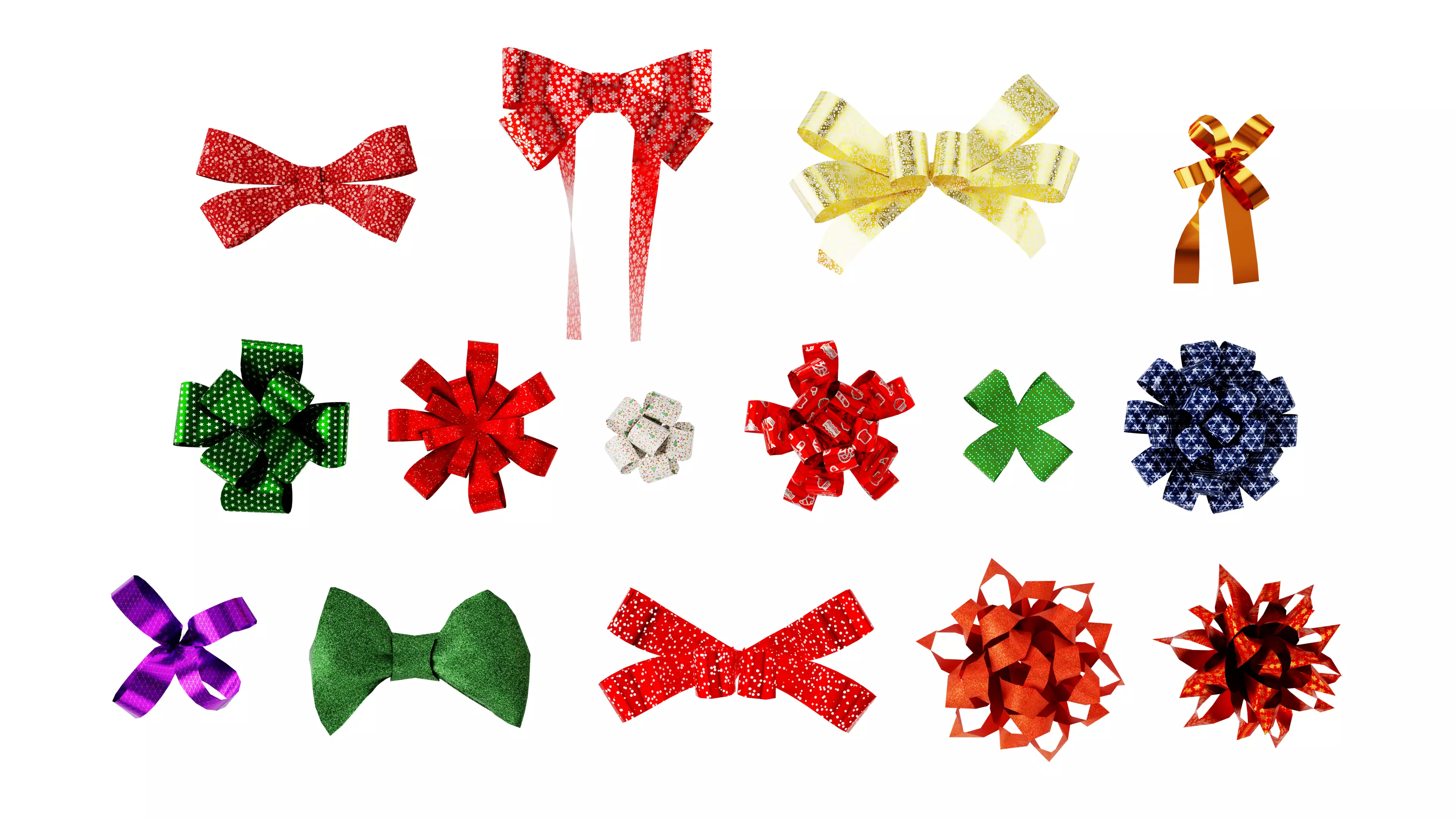 Decorative Ribbon Bow Set for Christmas and Gift Packaging Low-poly 3D model