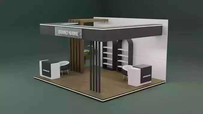 Modern Exhibition Booth 3D Model Trade Show