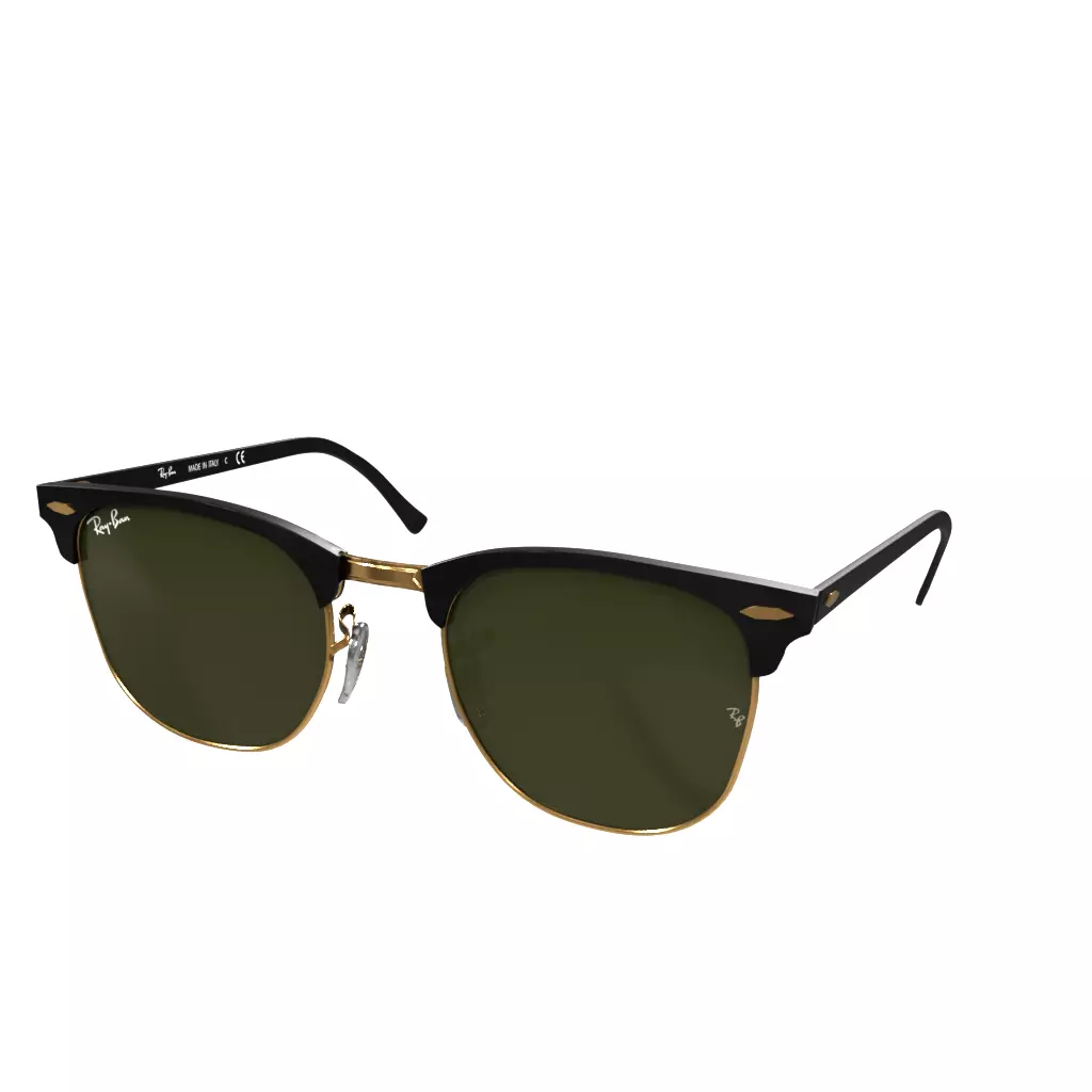 Ray Ban Club Master Classic Green Solid Black Low-poly 3D model