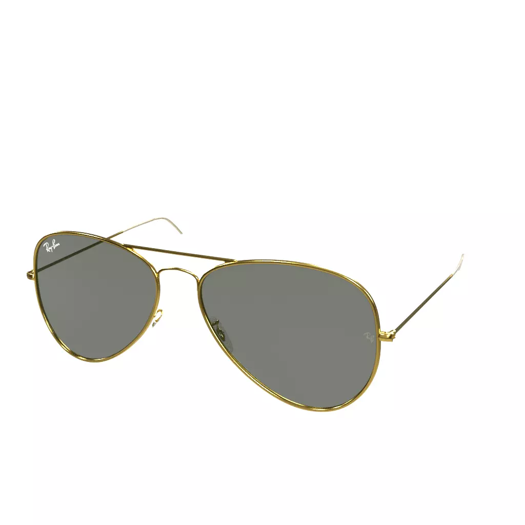 Ray Ban Aviator Classic Green Solid Gold Low-poly 3D model