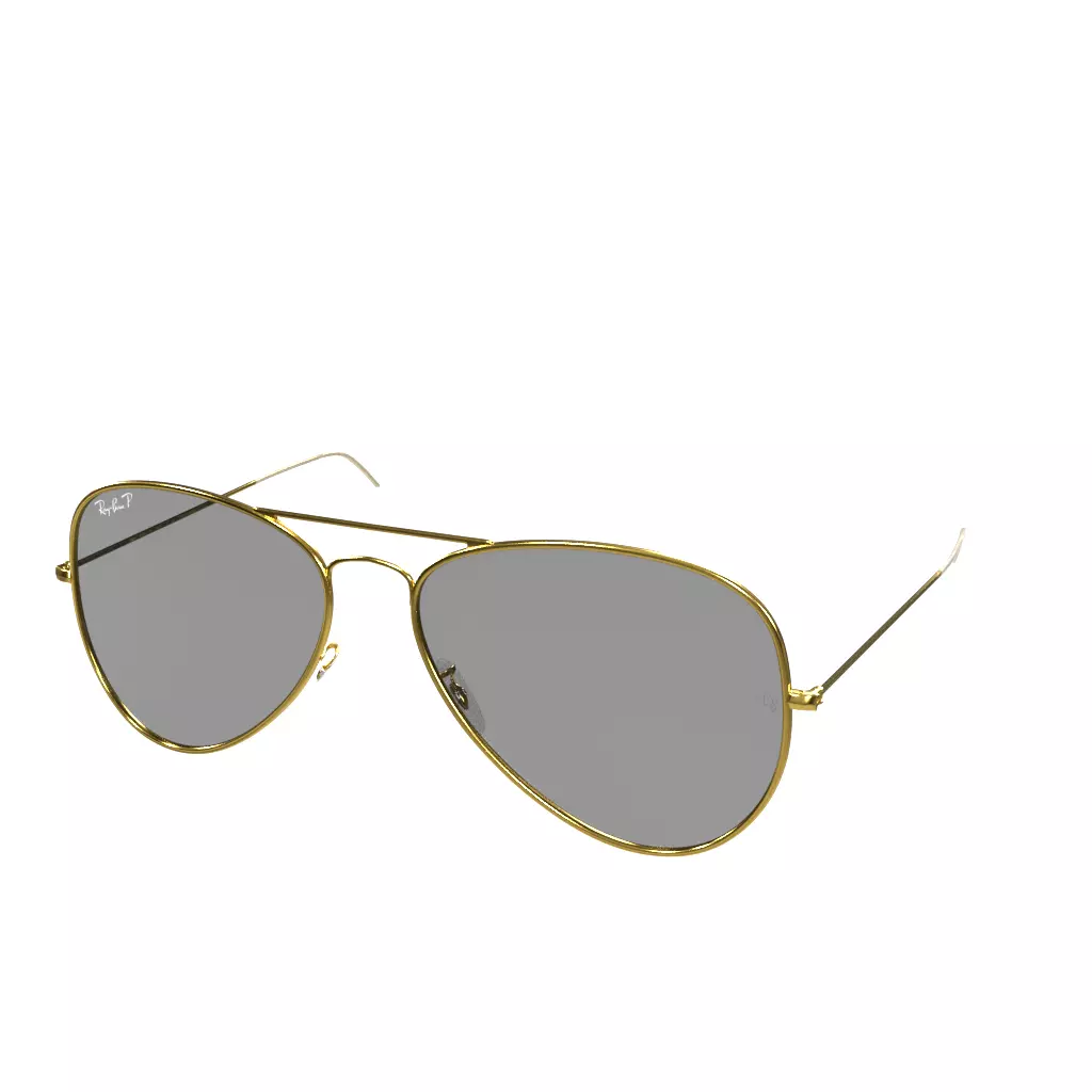 Ray Ban Aviator Classic Polarized Black Classic Gold Low-poly 3D model