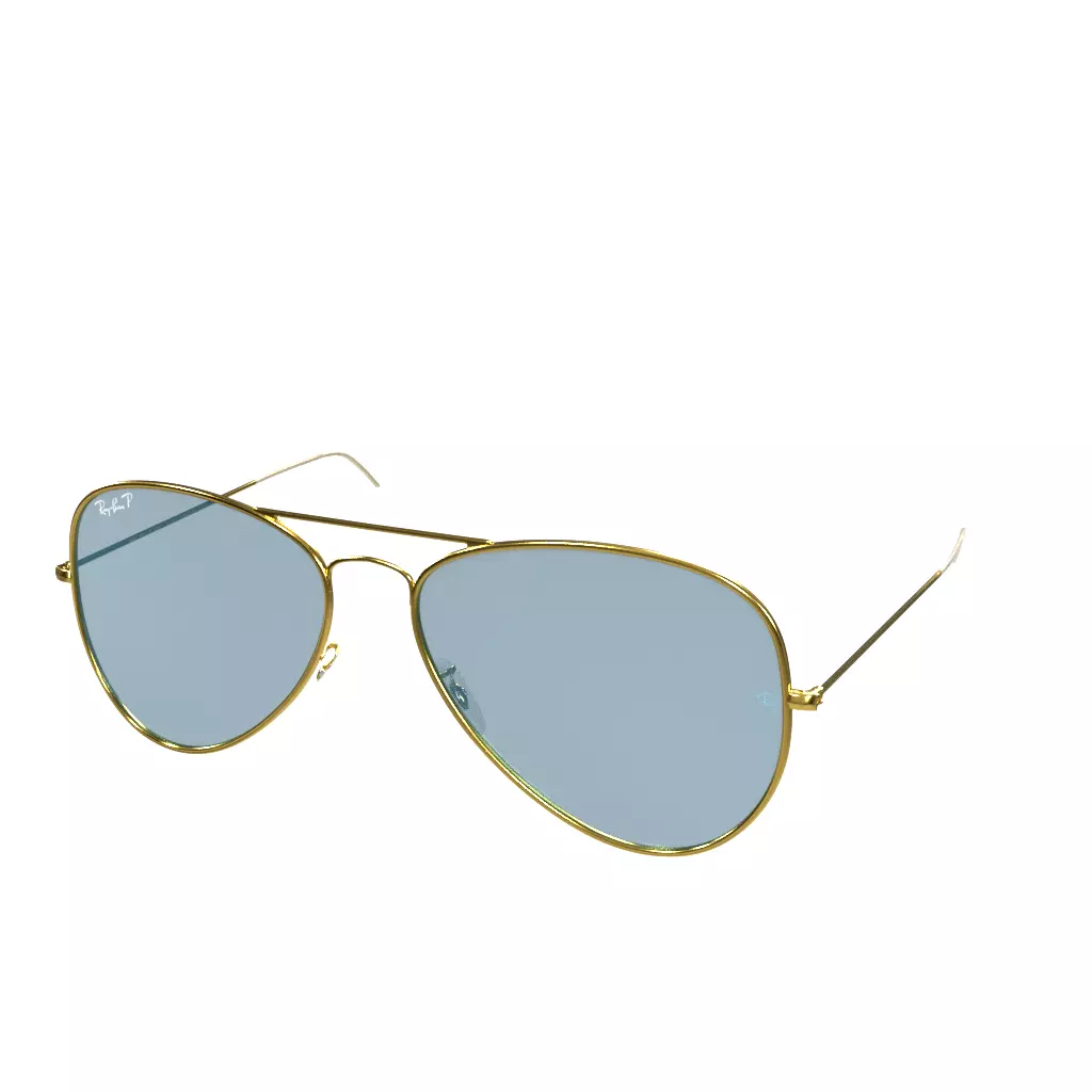 Ray Ban Aviator Classic Polarized Blue Classic Gold Low-poly 3D model