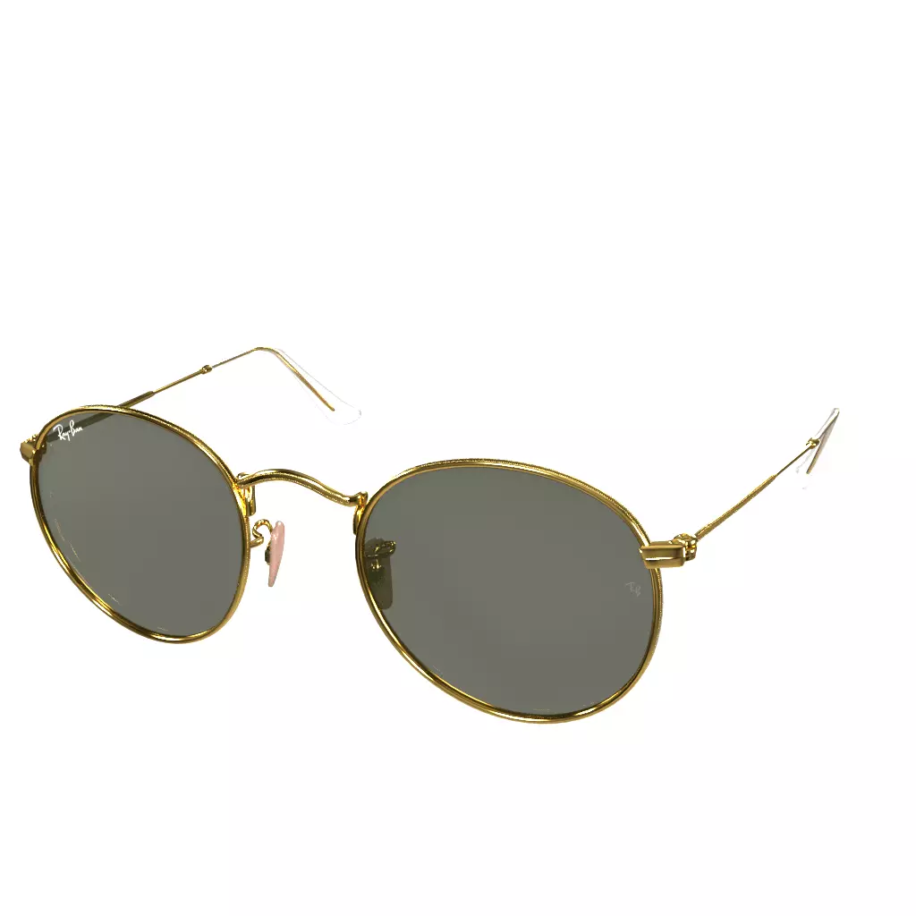 Ray Ban Round Metal Green Solid Gold Low-poly 3D model