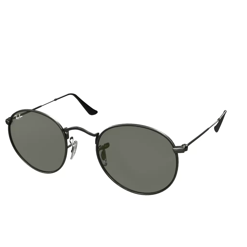 Ray Ban Round Metal Green Solid Gunmetal Low-poly 3D model