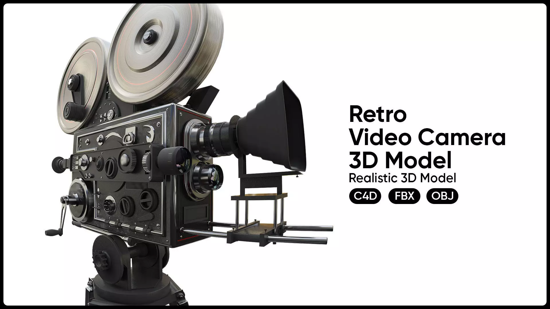 Vintage Video Camera 3D Model with Tripod 3D model