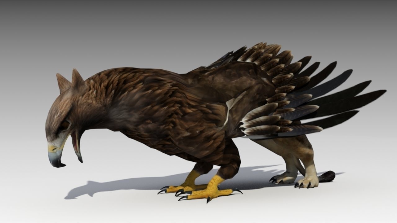Griffin Animated Low-poly 3D model_4