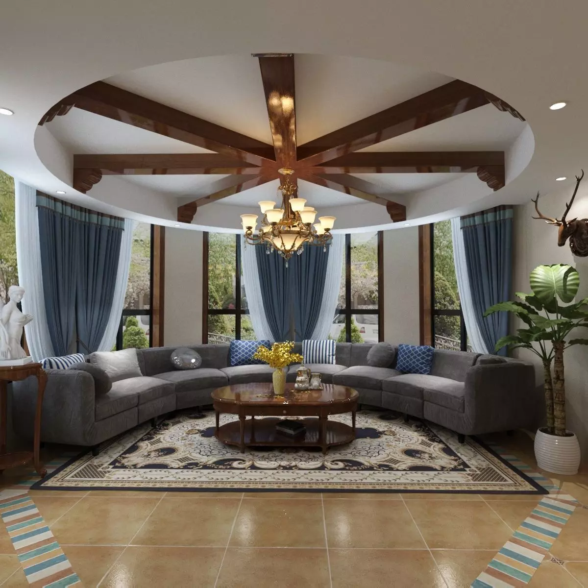 Aristocratic Redwood Mansion Interior 3D model