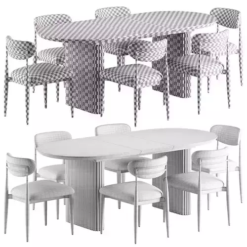 Dagmar Chair Maru Table 3D model 6