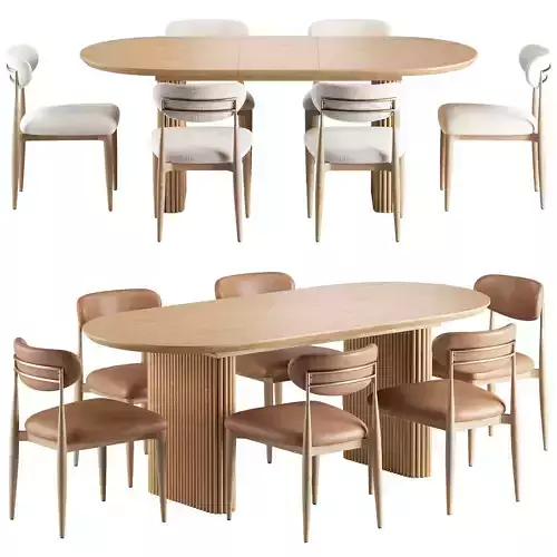 Dagmar Chair Maru Table 3D model 5