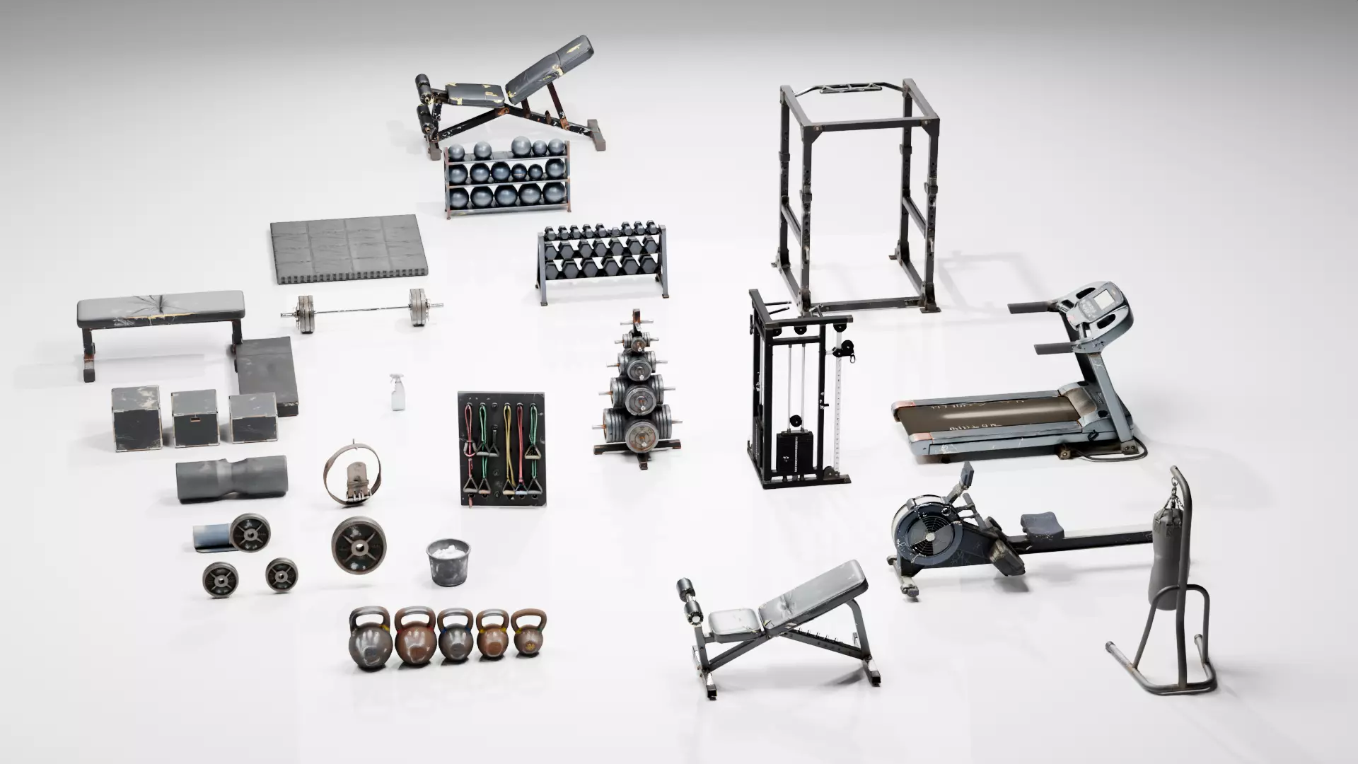 Gym Equipment Abandoned Props Low-poly 3D model