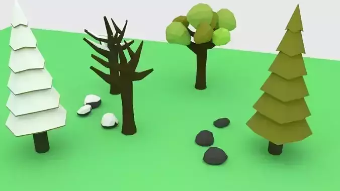 Trees and Rocks LOWPOLY