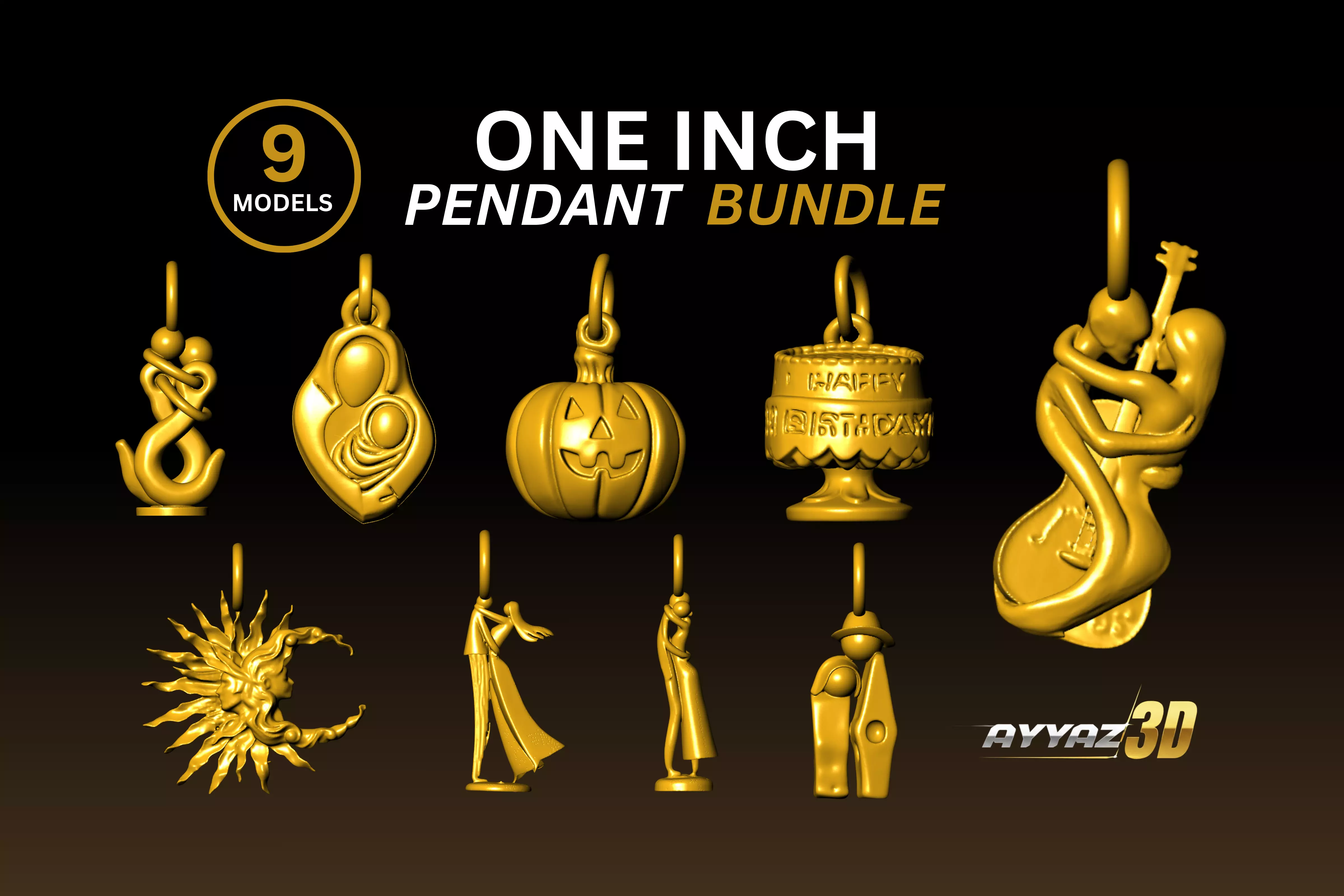 Life Events Seasonal Celebration - One inch Pendant Bundle 3D print model