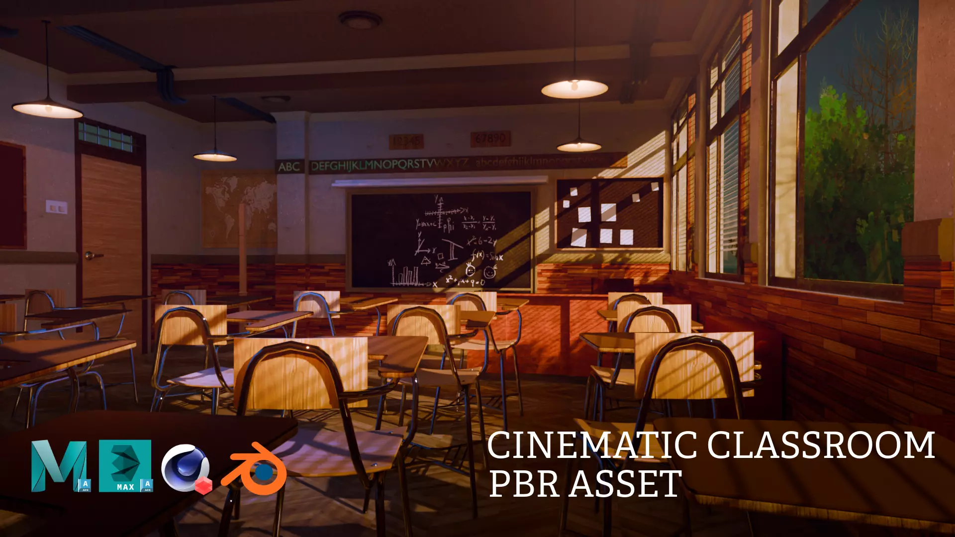 Cinematic PBR Classroom Environment Texture