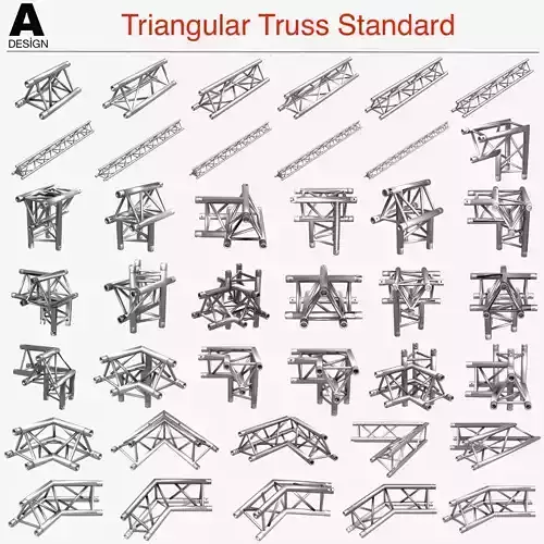 Triangular Truss Standard Collection 41 Modular Pieces 3D print model