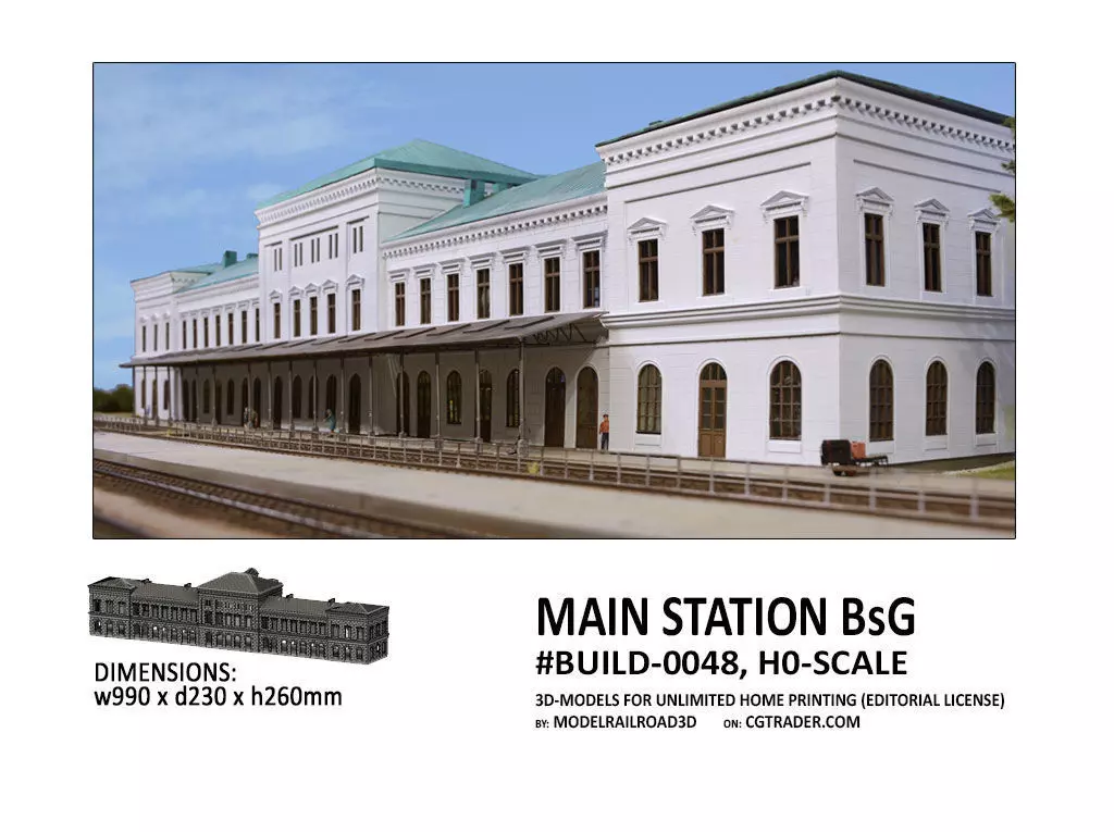 BUILD-0037 Main Station Bs Gothenburg in H0-scale 3D print model
