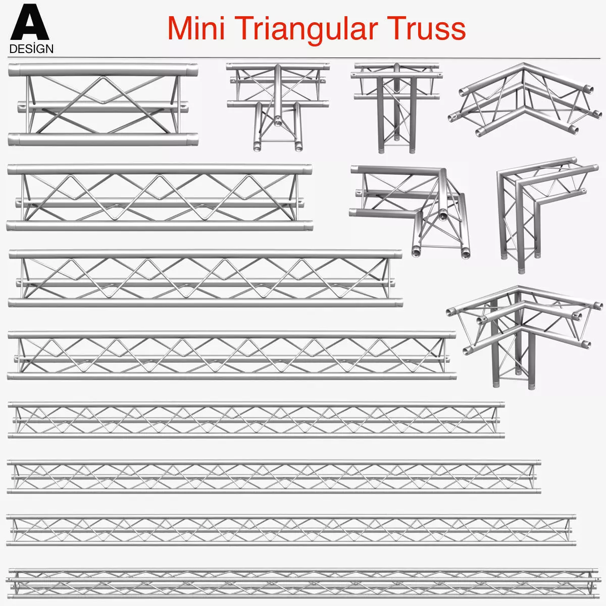 Mini Triangular Truss 009 3D print model_0