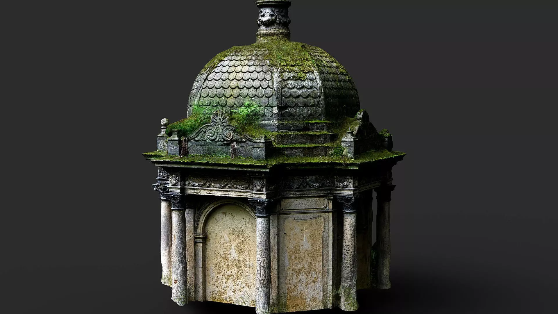 abandoned temple forest mossy stone ruins PBR photogrammetry Low-poly 3D model