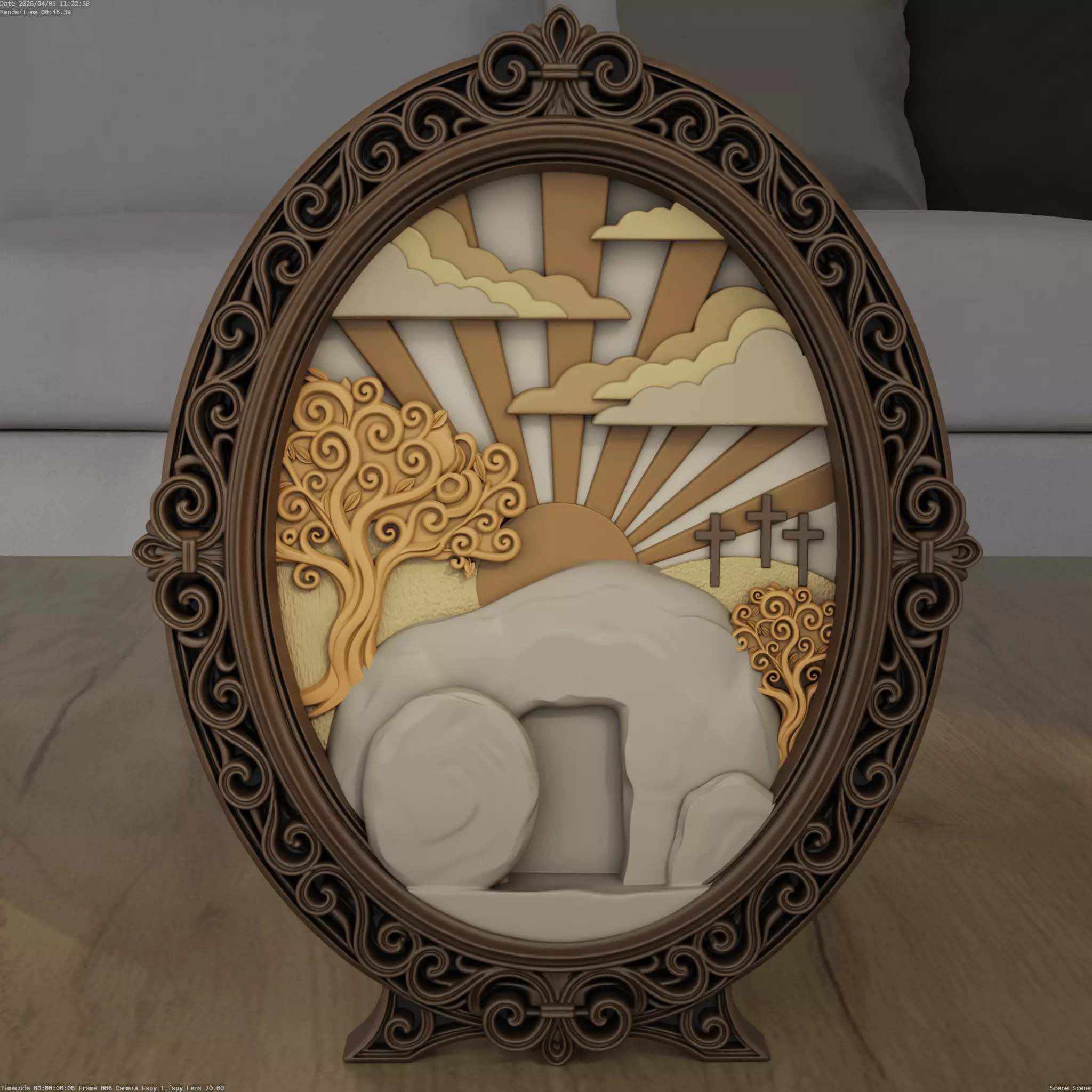Easter Empty Tomb Layered Oval STL 3D print model