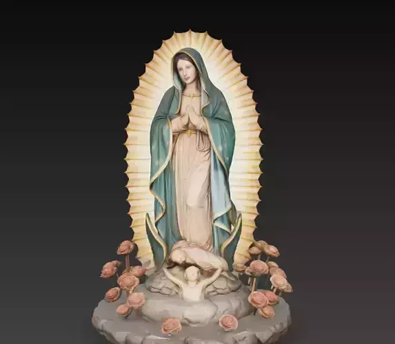Virgin Mary Guadalupe Statue Religious STL 3D Model Sculpture