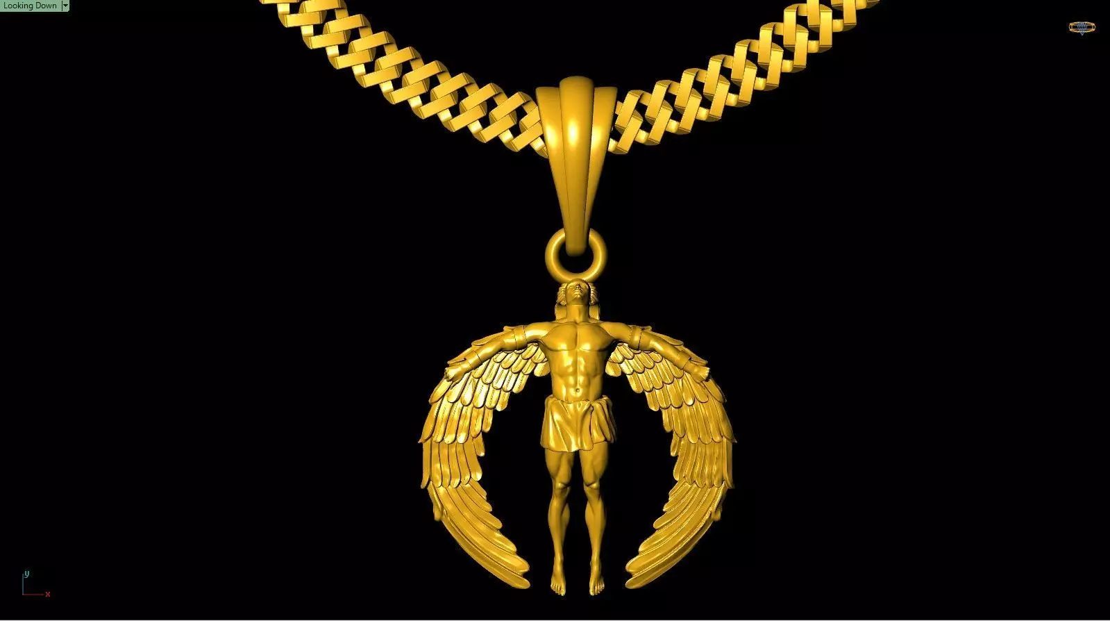 Divine Angel Winged Man Jewelry Pendant 3D print model