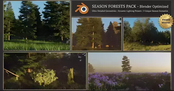 Seasonal Forest Pack 5 Environments PBR 3D model